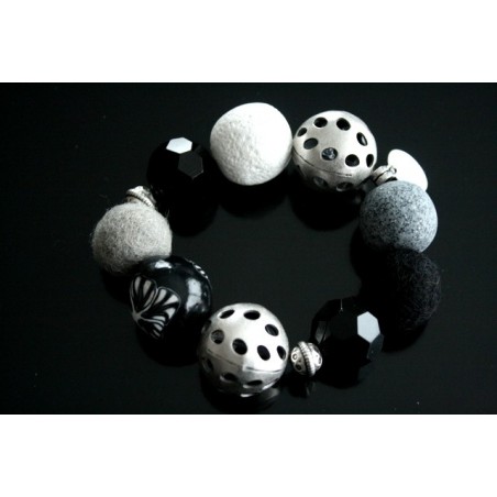 Bracelet fantaisie noir et blanc