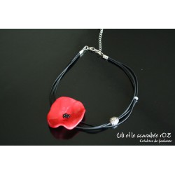 Collier coquelicot rouge