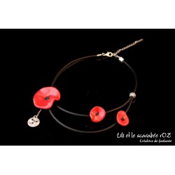 Collier coquelicot double rang