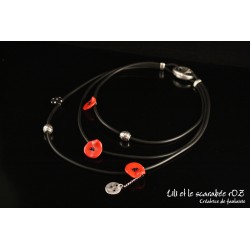 Collier triple coquelicot - collection Poppy