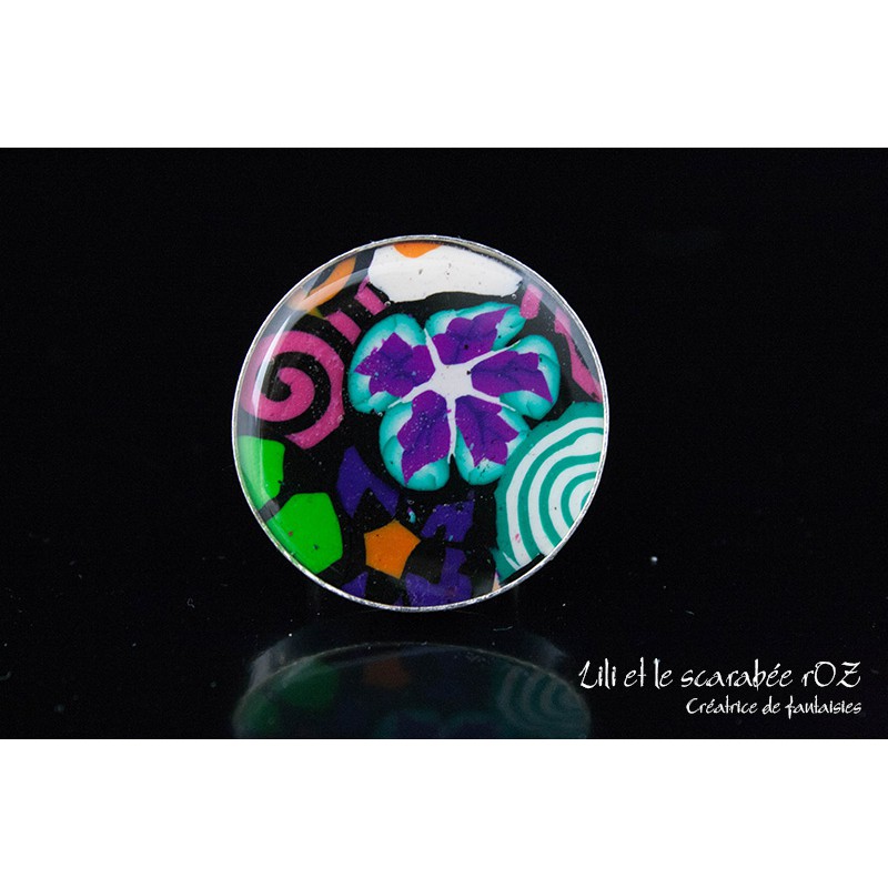 Bague en polymère unique et colorée - pièce unique