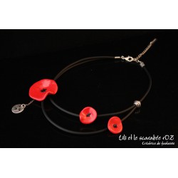 Collier coquelicot double rang / PROS